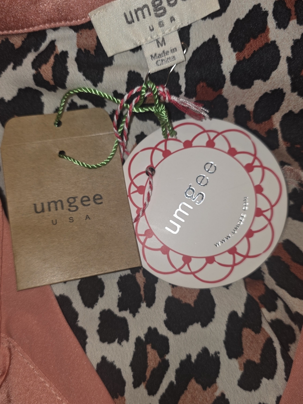 Umgee Blush Pink Satin Mini Dress with Leopard Side Panels - Picture 3 of 3
